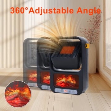 Small Space Heater for Indoor Use 700W Portable Electric Fireplace Heater Realistic 3D Flame Mini Room 110V Plug in Heater with Thermostat PTC for Desk Bedroom Bathroom Office