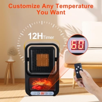 Small Space Heater for Indoor Use 700W Portable Electric Fireplace Heater Realistic 3D Flame Mini Room 110V Plug in Heater with Thermostat PTC for Desk Bedroom Bathroom Office