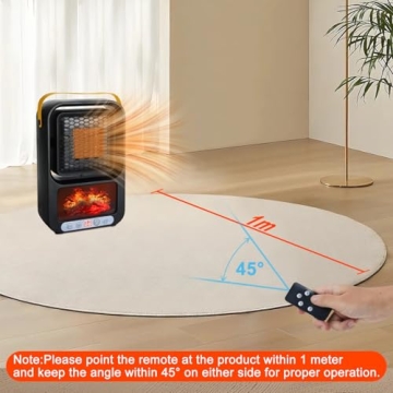 Small Space Heater for Indoor Use 700W Portable Electric Fireplace Heater Realistic 3D Flame Mini Room 110V Plug in Heater with Thermostat PTC for Desk Bedroom Bathroom Office