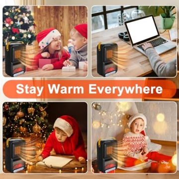 Small Space Heater for Indoor Use 700W Portable Electric Fireplace Heater Realistic 3D Flame Mini Room 110V Plug in Heater with Thermostat PTC for Desk Bedroom Bathroom Office