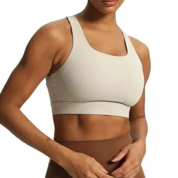 Aoxjox Women's Workout Sports Bras High Impact Fitness Backless Padded Training Gym Khloe Bra Yoga Crop Tank Top (Mink, Medium)