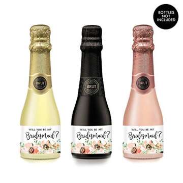 Will You Be My Bridesmaid? Set of 10 Mini Champagne Labels Bride Proposal Asking Sister, Best Friend...