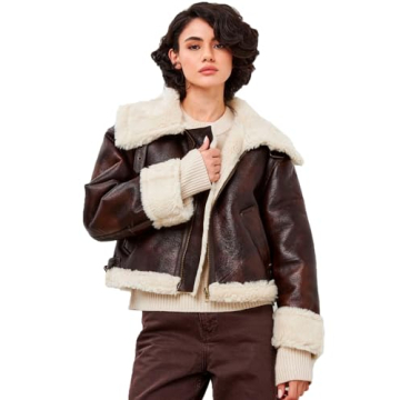 Stylish Faux Leather Jacket with Sherpa Lining