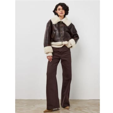 Stylish Faux Leather Jacket with Sherpa Lining