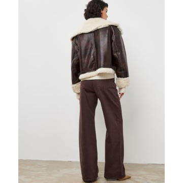 Stylish Faux Leather Jacket with Sherpa Lining