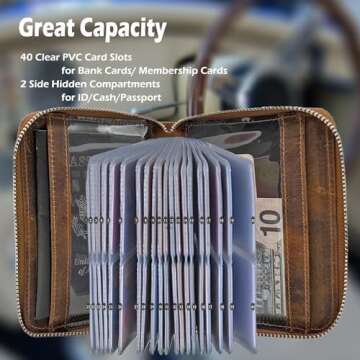 YUHAN PRETTY Large Leather Credit Card Holder for Men