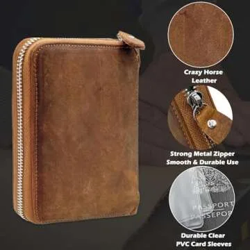 YUHAN PRETTY Large Leather Credit Card Holder for Men