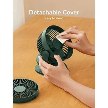 JISULIFE Clip on Baby Stroller Fan, 4000mAh Battery Operated, Portable Personal Small, Quiet & Narrow Slot Design, 4 Speeds, Max 14 Hrs, Ideal for Bed, Desk, Car Seat - Dark Green