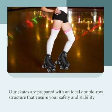 Sure Grip Fame Men & Women Premium Roller Skates Black Leatherette | Stylish Skates for Indoors - Do...