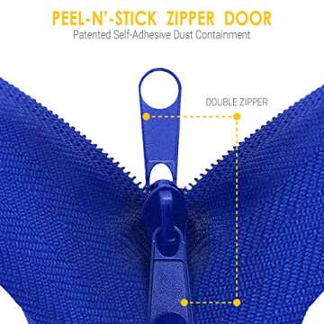 ZIP-UP Products Cloth Zipper Peel & Stick Door - 84" x 3" Dust Barrier Zipper with Self Adhesive Backing & Air Tight Seal - Twin Pack - ZIP7.3BCL