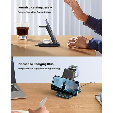 GEEKERA 3 in 1 Wireless Charging Station for Apple Devices