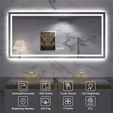 Amorho 60" x 28" LED Bathroom Mirror - Dimmable Anti-Fog Lighting
