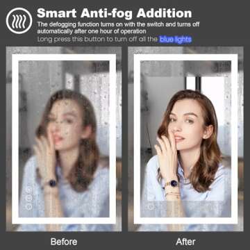 Amorho 60" x 28" LED Bathroom Mirror with Anti-Fog Feature