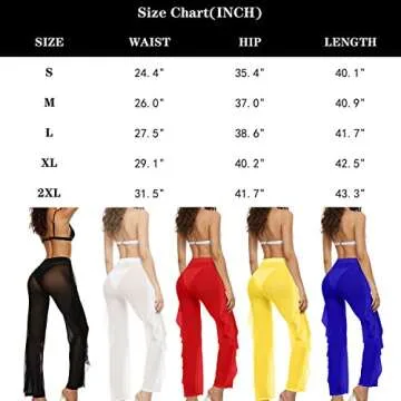Willow Dance Women's Perspective Sheer Mesh Ruffle Pants Swimsuit Bikini Bottom Cover up (Black, M)