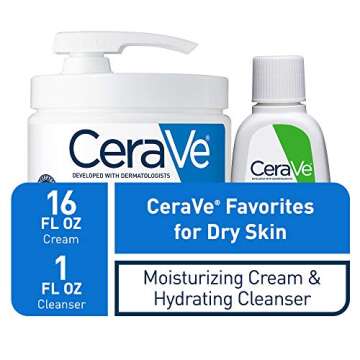 CeraVe Moisturizing Cream Combo Pack, Contains 16 Ounce with Pump & 1 Ounce Hydrating Facial Cleanse...