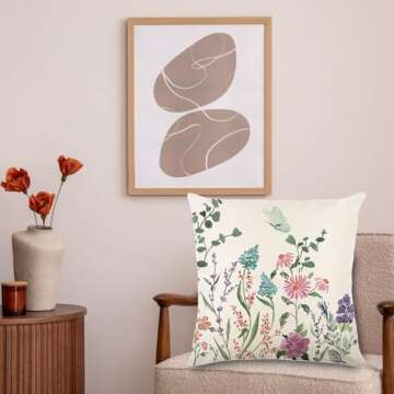 ONFAON Spring Decorations for Home - Spring Pillow Covers 18x18, Outdoor Pillow Covers Spring Farmhouse Throw Pillow Cover Garden Linen Cushion Case for Home Decor