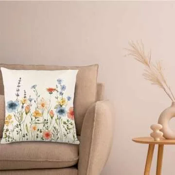 ONFAON Spring Decorations for Home - Spring Pillow Covers 18x18, Outdoor Pillow Covers Spring Farmhouse Throw Pillow Cover Garden Linen Cushion Case for Home Decor