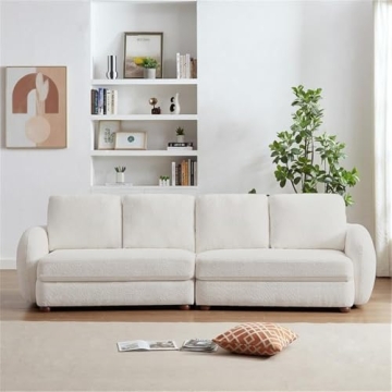 Luxurious Ashcroft Boucle Cream Floor Sofa - 4 Seater