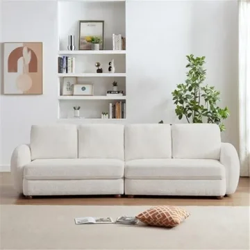 Luxurious Ashcroft Boucle Cream Floor Sofa - 4 Seater