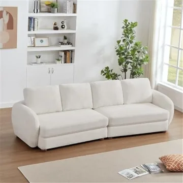Luxurious Ashcroft Boucle Cream Floor Sofa - 4 Seater
