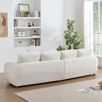 Luxurious Ashcroft Boucle Cream Floor Sofa - 4 Seater