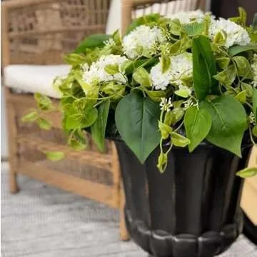 Haute Decor Artificial Hydrangea Urn Planter and Pot Filler with Adjustable Height, Maintenance-Free Greenery and Flowers for Outdoor or Indoor Use