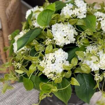 Haute Decor Artificial Hydrangea Urn Planter and Pot Filler with Adjustable Height, Maintenance-Free Greenery and Flowers for Outdoor or Indoor Use