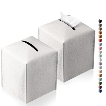 Tclouda Tissue Box Cover - Modern PU Leather 2 Pack | Stylish Design for Home & Office