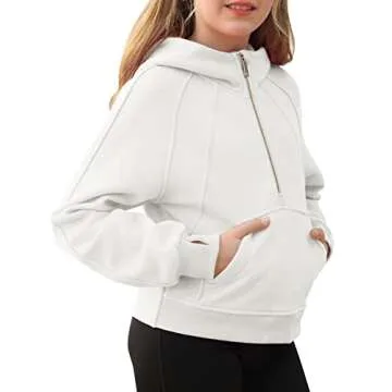 Doshoop Girls Half Zipper Cropped Hoodies for Style