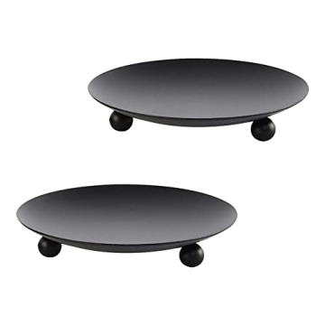 Elegant Black Iron Plate Candle Holders Set for Special Occasions