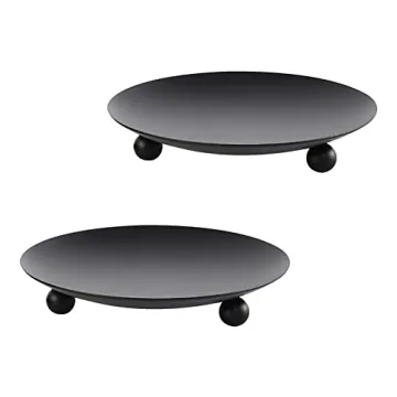 Elegant Black Iron Plate Candle Holders Set for Special Occasions