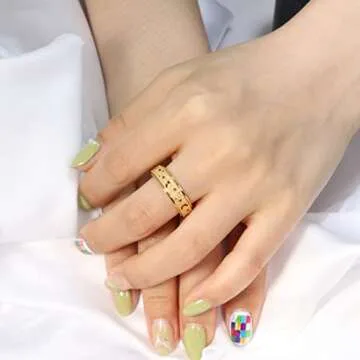 OreilleStar Anxiety Ring for Women Spinner Ring Fidget Thumb Rings Gold Stainless Steel Band Moon Star Fidget Toys Adults