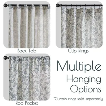 Lazzzy Farmhouse Blue Floral Linen Curtains 84 inches Long