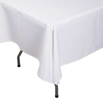 Waysle White Tablecloth for Rectangle Tables 60 x 102 Inch - Washable Polyester Table Cloth for 6 Fo...