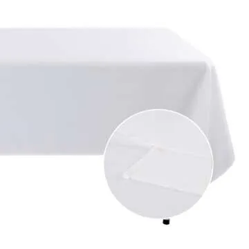 Waysle White Tablecloth for Rectangle Tables 60 x 102 Inch - Washable Polyester Table Cloth for 6 Foot Table - Perfect for Wedding, Restaurant, Party, Dinning, Banquet Decoration