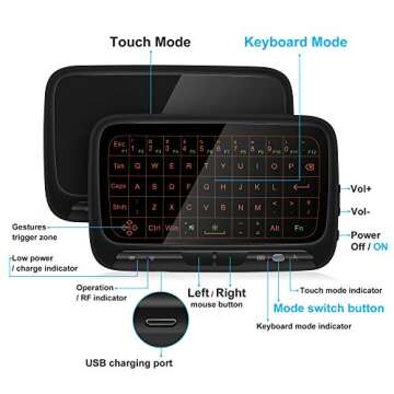 ILEBYGO Mini Wireless Keyboard Touchpad Combo with Backlight