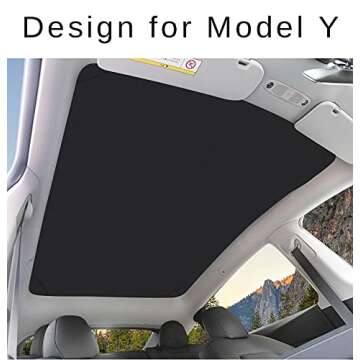 Tesla Model Y Glass Roof Sunshade, CANSTAR Tesla Model Y Accessories, Automotive Sun Protection Suns...