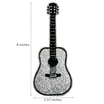8 Pieces Pack Guitars Guita Embroidered Iron on Patches, Guitar Player Gift Ideas