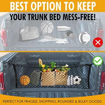 Envelope Style Trunk Mesh Cargo Net for Ford F150 2015-2025 Car Accessories - Premium Trunk Organizers and Storage - Cargo Bed for Pickup Truck