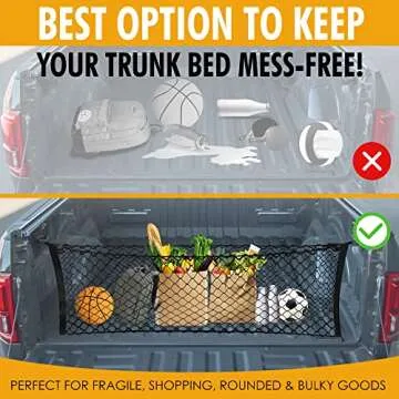 Envelope Style Trunk Mesh Cargo Net for Ford F150 2015-2025 Car Accessories - Premium Trunk Organizers and Storage - Cargo Bed for Pickup Truck