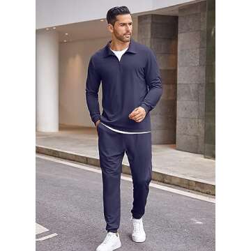 COOFANDY Sweatsuits for Men Long Sleeve 2 Piece Quarter Zip Jogging Tracksuit Set Sports Casual Suit...