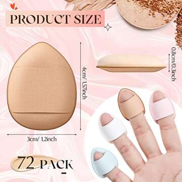 Gerrii 72 Pcs Finger Powder Puff Mini Makeup Sponge Soft Beauty Makeup Blender Puff for Foundation, ...