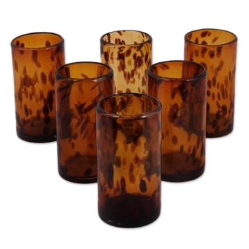 NOVICA Handblown Amber Glass Set - Perfect for Entertaining