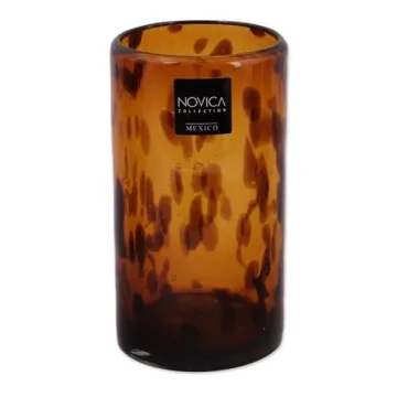 NOVICA Handblown Amber Glass Set - Perfect for Entertaining