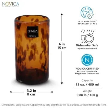 NOVICA Handblown Amber Glass Set - Perfect for Entertaining