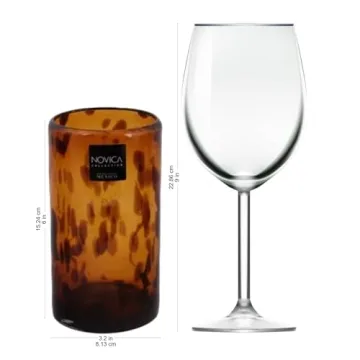 NOVICA Handblown Amber Glass Set - Perfect for Entertaining