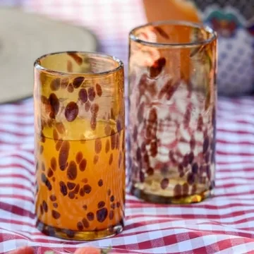 NOVICA Handblown Amber Glass Set - Perfect for Entertaining