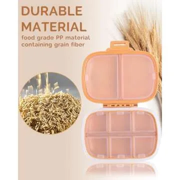 MEACOLIA Travel Pill Organizer, 1 Pack 8 Compartments Daily Pill Case Small Pill Box for Pocket Purse, Portable Pill Container Medicine Vitamin Organizer (Yellow)