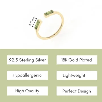 Buy 18K Gold Peridot Rings, Adjustable Stackable Designs