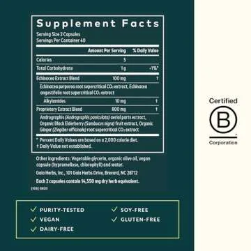 Gaia Herbs Quick Defense - Rapid Immune Support with Echinacea, Elderberry, Ginger & Andrographis - ...